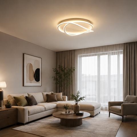 Plafonnier Anneaux Métal Blanc Minimaliste Design Moderne - Salle de Bain Salon Chambre — Maestral