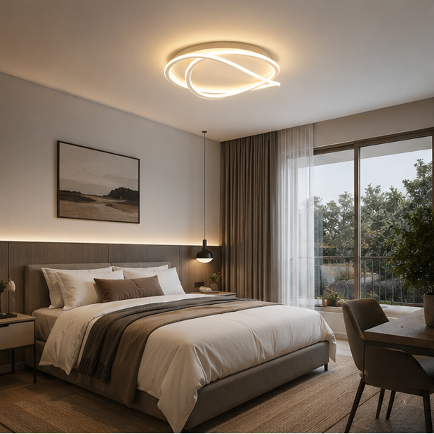 Plafonnier Anneaux Métal Blanc Minimaliste Design Moderne - Salle de Bain Salon Chambre — Maestral