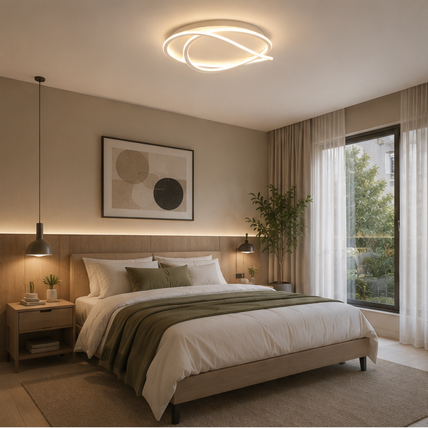 Plafonnier Anneaux Métal Blanc Minimaliste Design Moderne - Salle de Bain Salon Chambre — Maestral