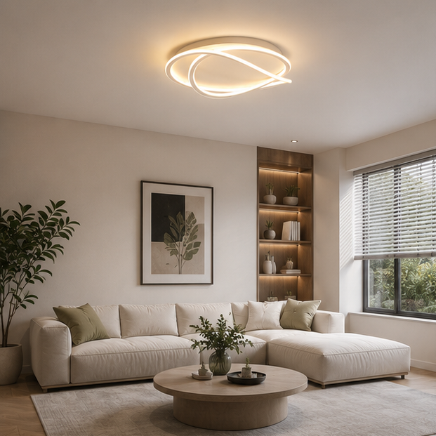 Plafonnier Anneaux Métal Blanc Minimaliste Design Moderne - Salle de Bain Salon Chambre — Maestral