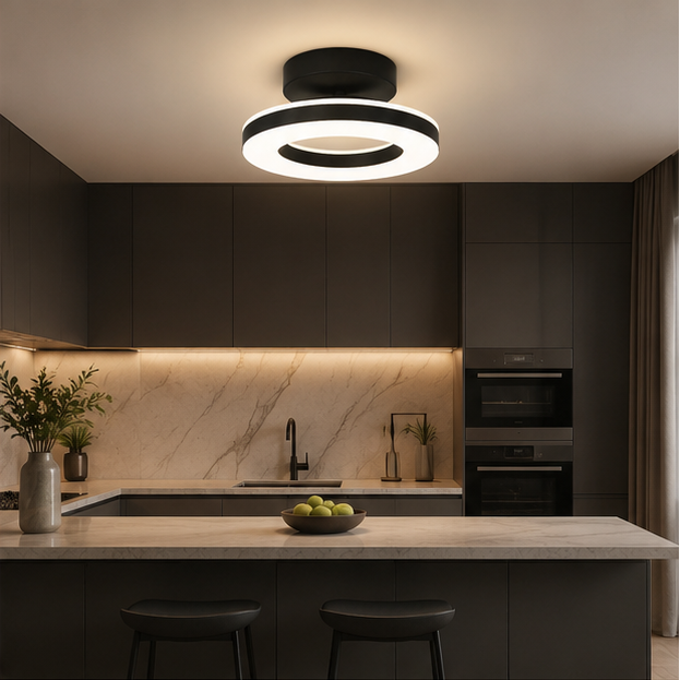 Plafonnier Anneaux Laiton Doré Minimaliste Design Moderne - Salon Salle à Manger Chambre — Ivoire