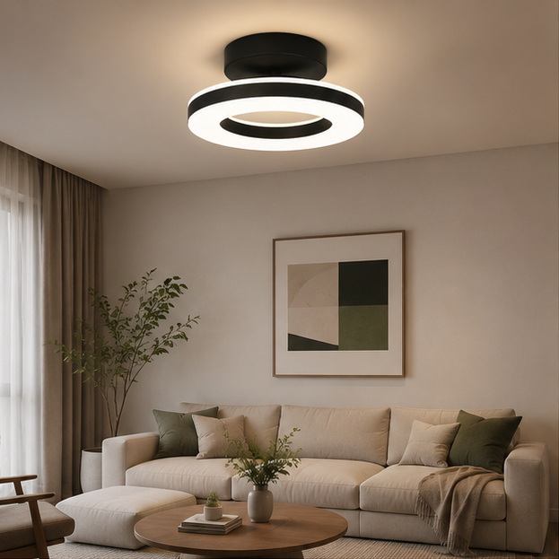 Plafonnier Anneaux Laiton Doré Minimaliste Design Moderne - Salon Salle à Manger Chambre — Ivoire