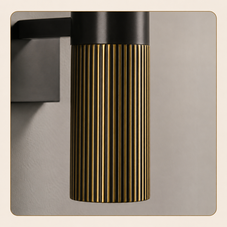 Applique Murale Cylindre Marbre Blanc et Métal Noir Noire - Chambre Salle de Bain Salon — Acrux
