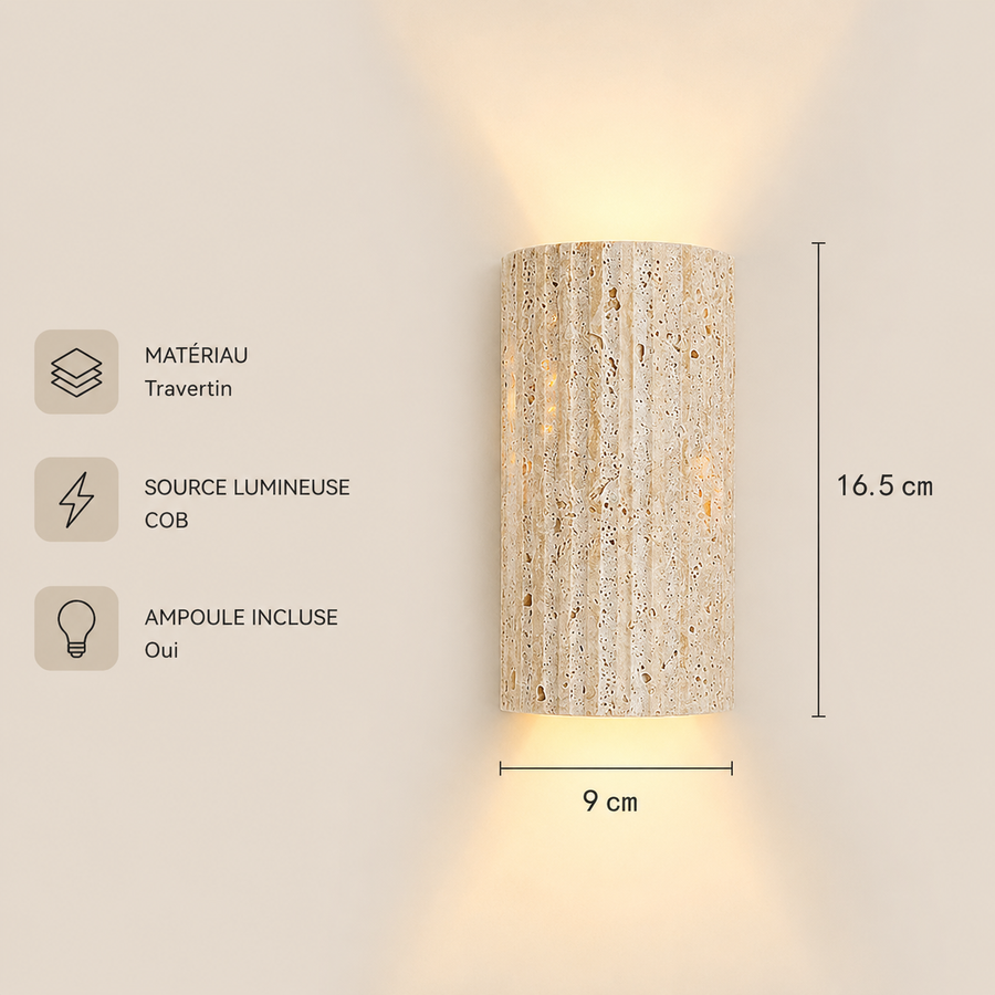Applique Murale Cylindre Pierre Beige Minimaliste Design Moderne - Chambre Salle de Bain Salon — Algol