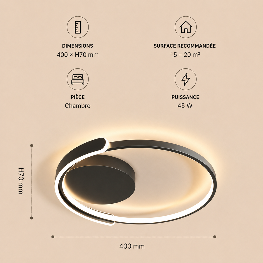 Plafonnier Anneau Métal Blanc Minimaliste Épuré Design Moderne - Salle de Bain Salon Chambre — Xenon