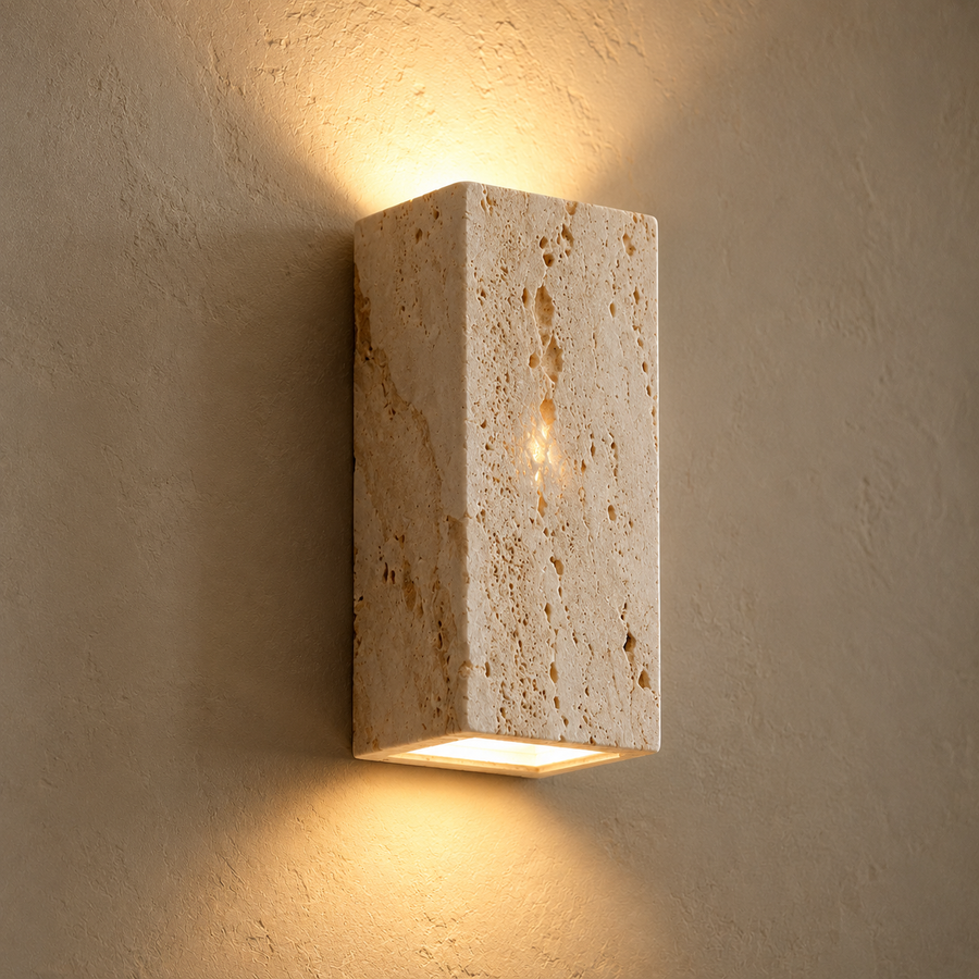 Applique Murale Demi-Sphère Céramique Beige et Bois - Chambre Salon Salle de Bain — Luna