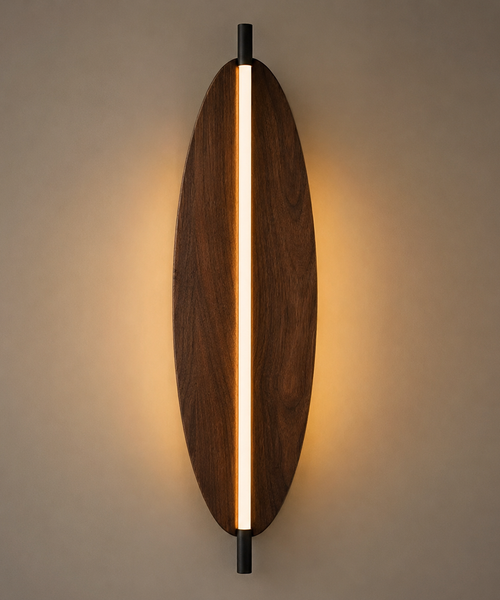 Applique Murale Ovale Bois Naturel Minimaliste Design Moderne - Chambre Salle de Bain Salon — Ovalo