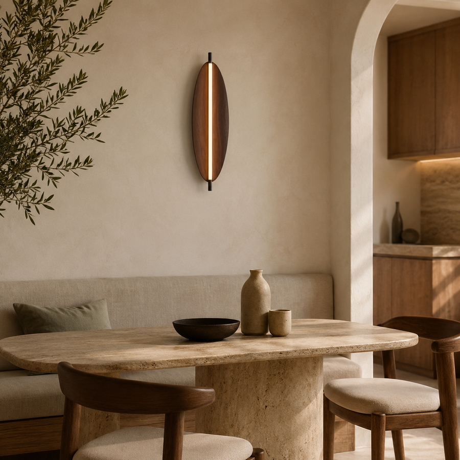 Applique Murale Ovale Bois Naturel Minimaliste Design Moderne - Chambre Salle de Bain Salon — Ovalo