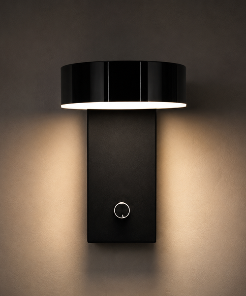 Applique Murale Rectangle Métal Noir Mat Minimaliste Design Moderne Noire - Chambre Salle de Bain Salon — Porphyre