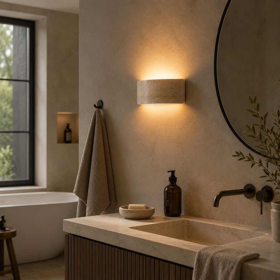Applique Murale Cylindre Marbre Blanc et Laiton Doré Dorée - Chambre Salle de Bain Salon — Aero