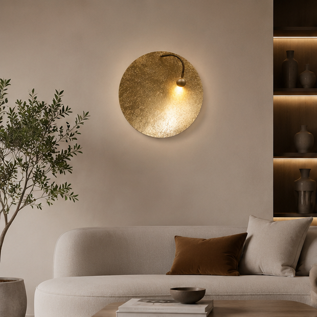 Applique Murale Disque Laiton Doré Minimaliste Design Moderne Dorée Ronde - Chambre Salle de Bain Salon — Brio