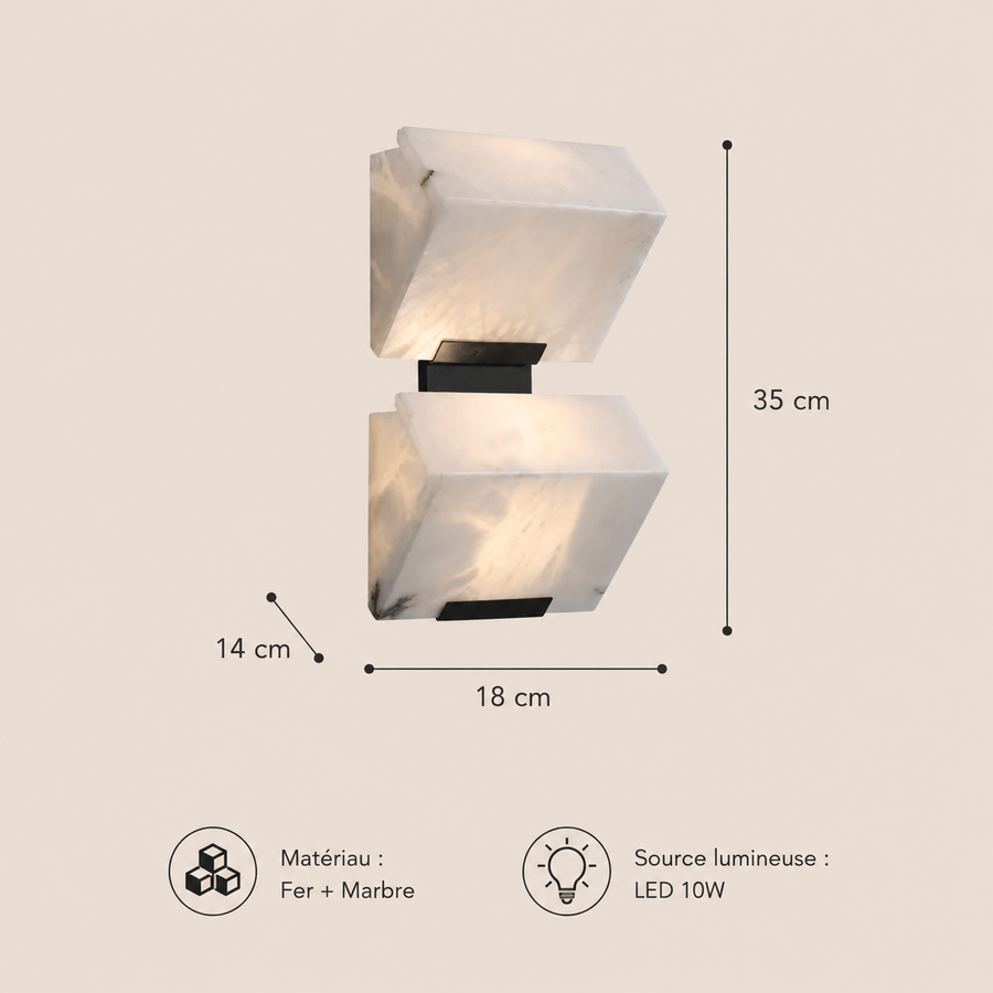 Applique Murale Cubes Marbre Blanc Minimaliste Design Moderne - Chambre Salle de Bain Salon — Oaxaca