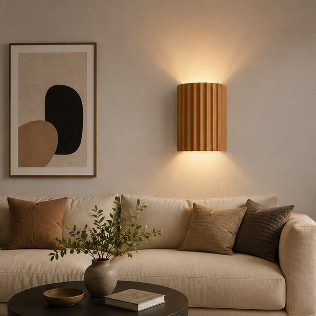 Applique Murale Cylindre Bois Texturé Minimaliste Design Moderne - Chambre Salle de Bain Salon — Colure