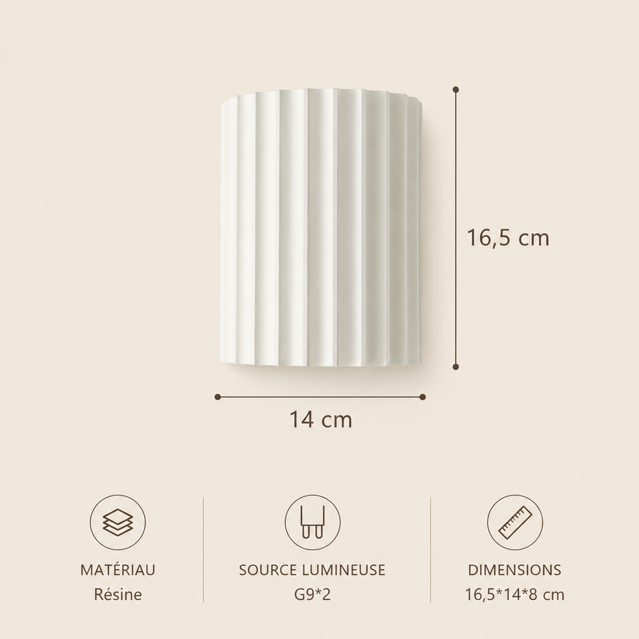 Applique Murale Cylindre Bois Texturé Minimaliste Design Moderne - Chambre Salle de Bain Salon — Colure