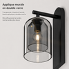 Applique Murale Cloche Verre Fumé et Métal Noir Noire - Chambre Salle de Bain Salon — Orm