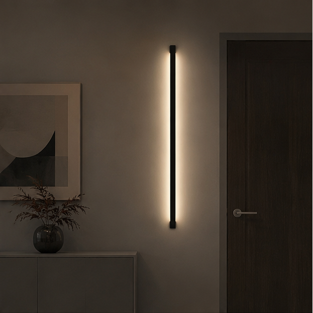 Applique Murale Cylindre Métal Noir Minimaliste Design Moderne Noire - Chambre Salle de Bain Salon — Lucha