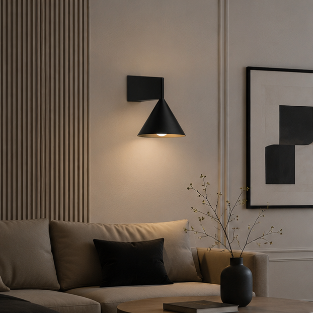 Applique Murale Longiligne Métal Noir et Orange Noire - Chambre Salon Salle de Bain — Fraxis