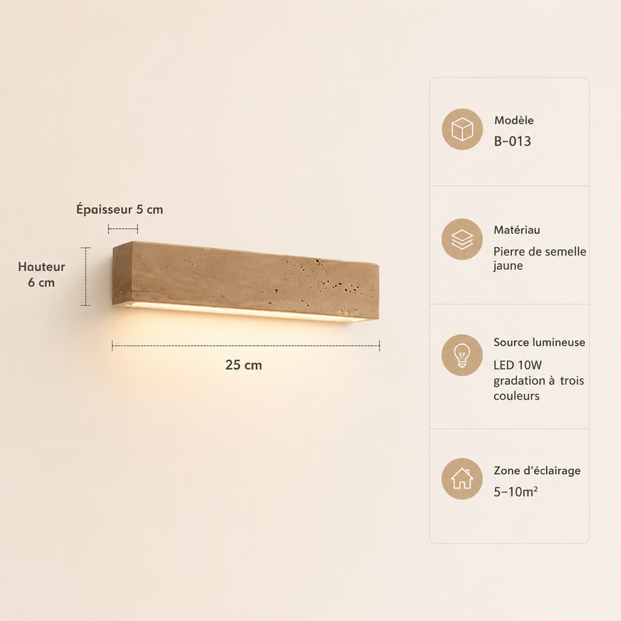 Applique Murale Pierre Travertin LED Chambre - Chambre Salon Salle de Bain — Galvus