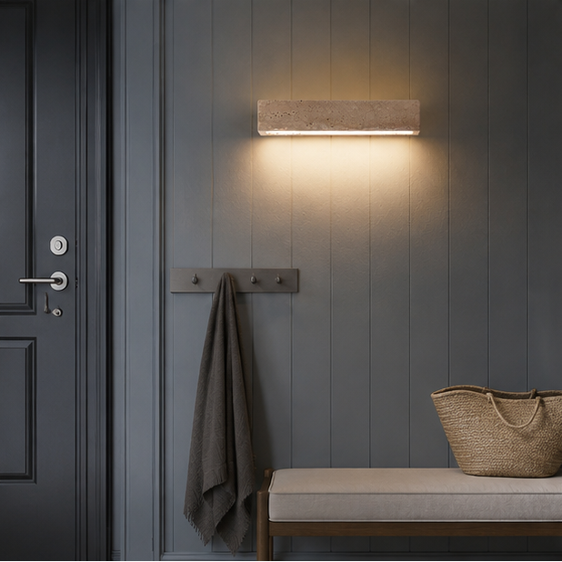 Applique Murale Pierre Travertin LED Chambre - Chambre Salon Salle de Bain — Galvus