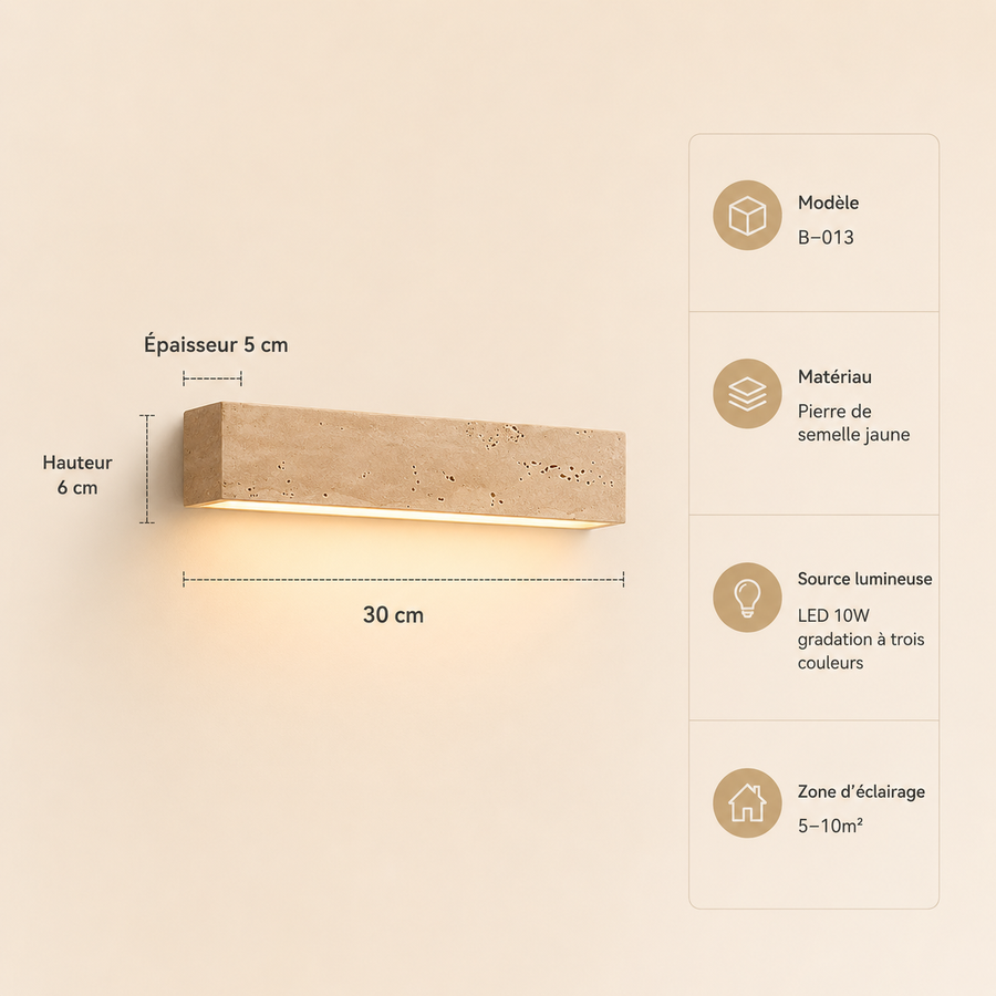 Applique Murale Pierre Travertin LED Chambre - Chambre Salon Salle de Bain — Galvus