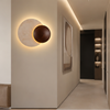 Applique Murale Disque Bois et Pierre Épurée Design Moderne Ronde - Chambre Salon Salle de Bain — Caël