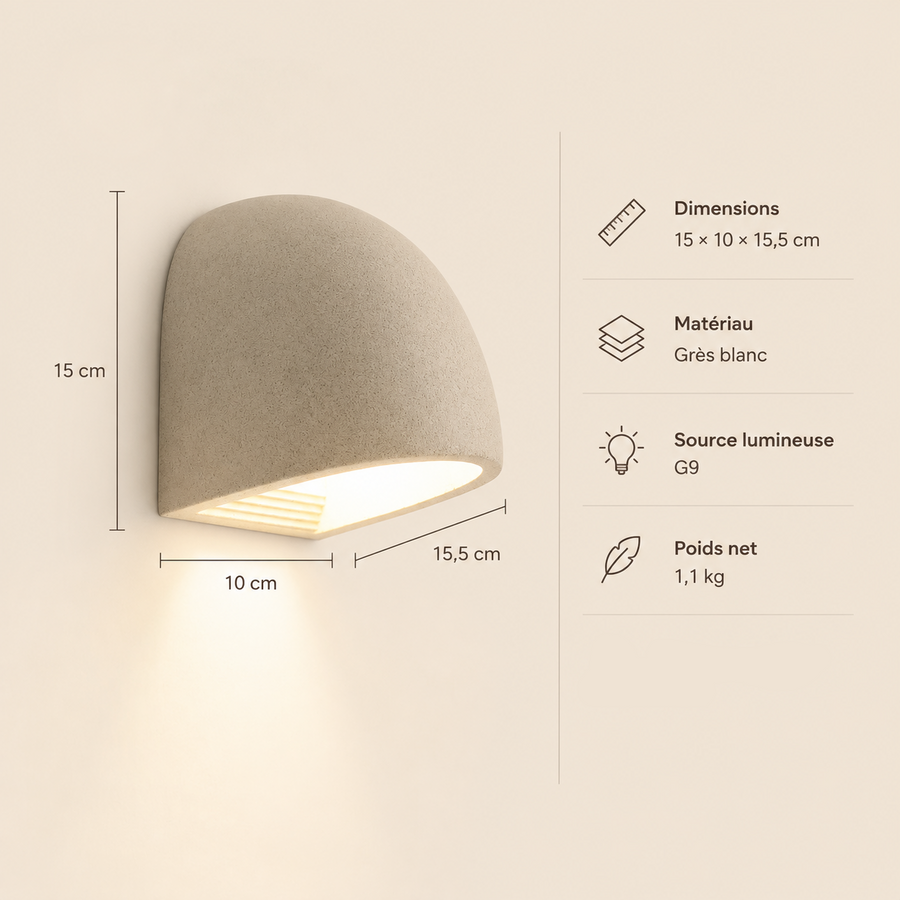 Applique Murale Demi-Sphère Béton Gris Minimaliste Design Moderne - Chambre Salle de Bain Salon — Gunnar