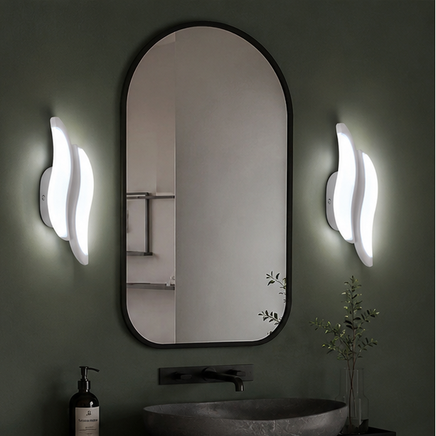 Applique Murale Sphère Marbre Blanc et Métal Noir Noire - Chambre Salle de Bain Salon — Delo