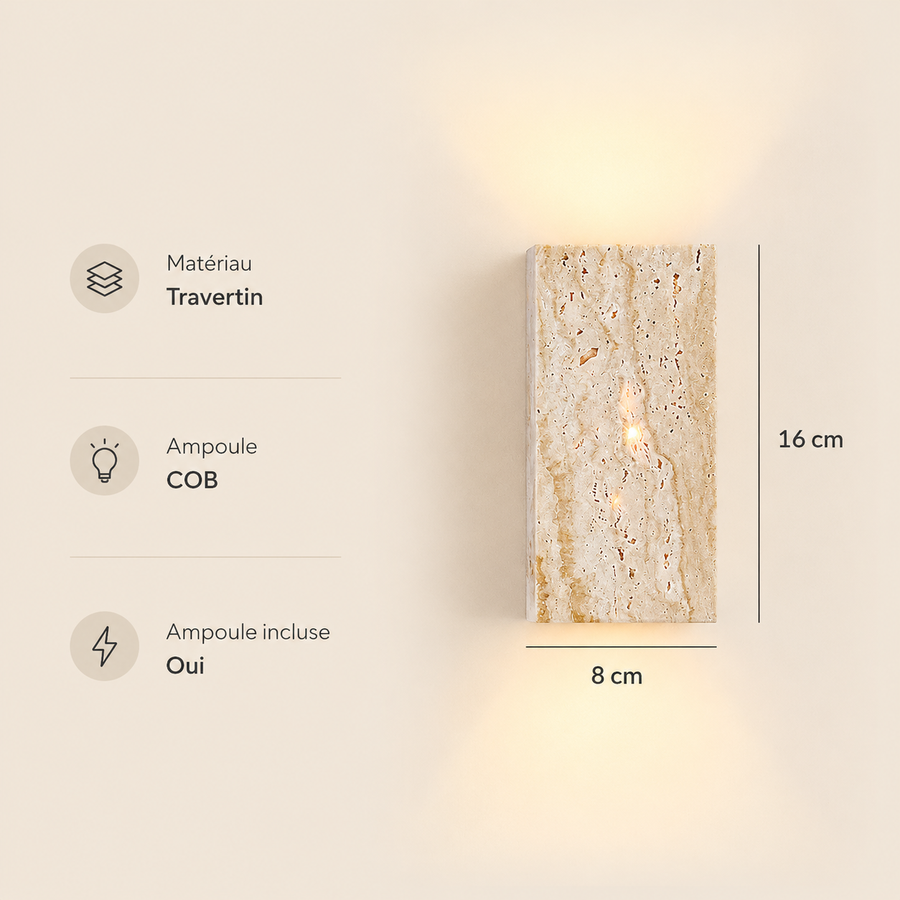 Applique Murale Demi-Sphère Céramique Beige et Bois - Chambre Salon Salle de Bain — Luna