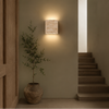 Applique Murale Demi-Sphère Céramique Beige et Bois - Chambre Salon Salle de Bain — Luna