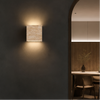 Applique Murale Demi-Sphère Céramique Beige et Bois - Chambre Salon Salle de Bain — Luna