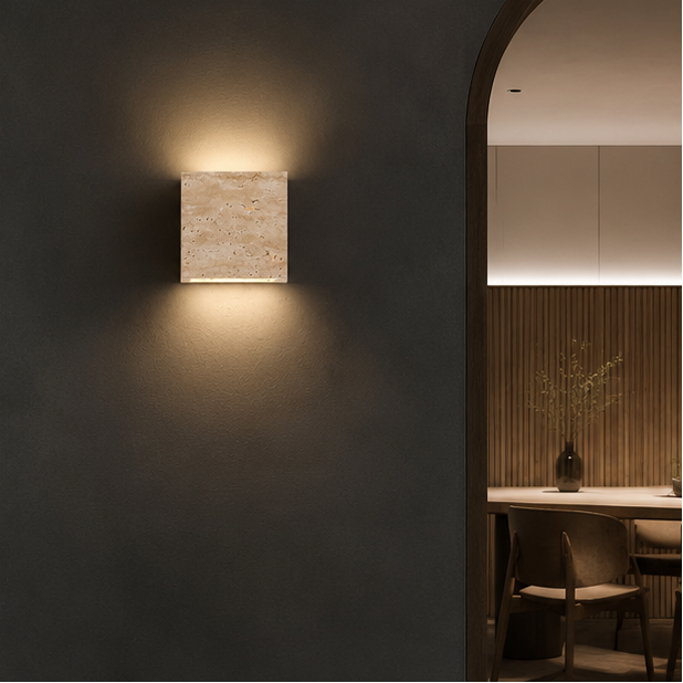Applique Murale Demi-Sphère Céramique Beige et Bois - Chambre Salon Salle de Bain — Luna
