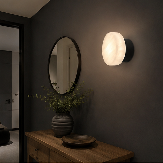 Applique Murale Cylindre Béton et Bois Naturel Nordique Design Moderne - Chambre Salle de Bain Salon — Ina