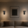 Applique Murale Rectangle Métal Noir Mat Minimaliste Design Moderne Noire - Chambre Salle de Bain Salon — Porphyre
