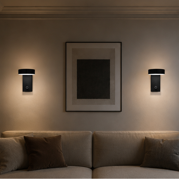 Applique Murale Rectangle Métal Noir Mat Minimaliste Design Moderne Noire - Chambre Salle de Bain Salon — Porphyre