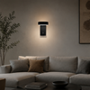 Applique Murale Rectangle Métal Noir Mat Minimaliste Design Moderne Noire - Chambre Salle de Bain Salon — Porphyre
