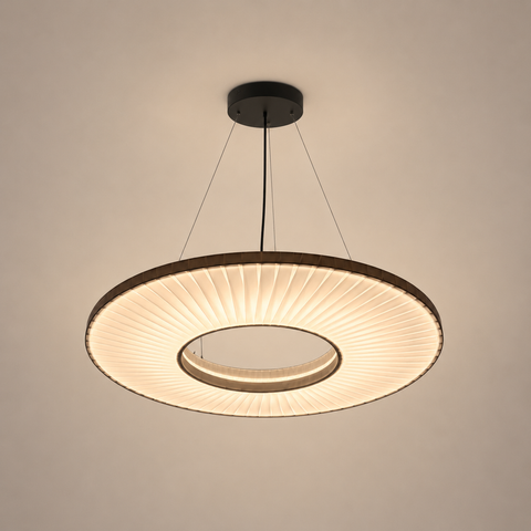 Suspension Anneaux Verre Opalin Blanc Épuré Design - Chambre Salon Cuisine — Halo
