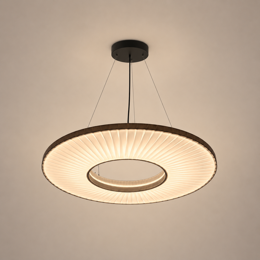 Suspension Anneaux Verre Opalin Blanc Épuré Design - Chambre Salon Cuisine — Halo