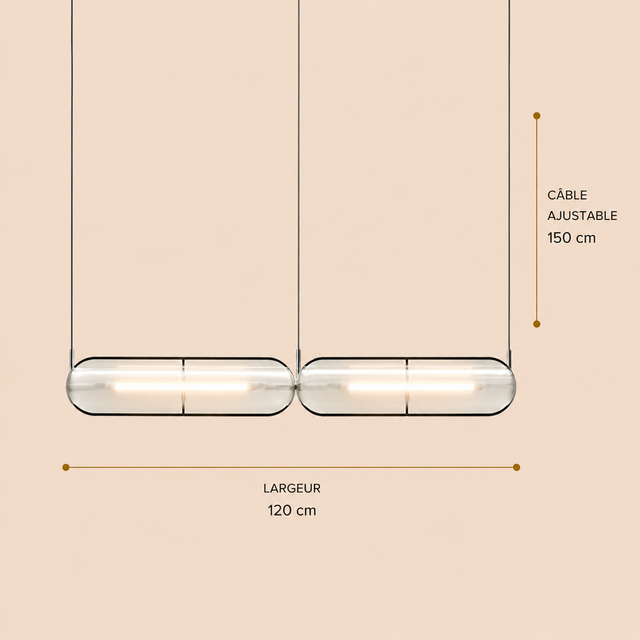 Suspension Cylindre Verre Texturé Transparent Minimaliste Design - Chambre Salon Cuisine — Fuste