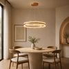 Lustre Suspension Anneaux Cristal Texturé et Métal Doré - Salon Salle à Manger — Arcus
