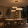 Lustre Suspension Anneaux Cristal Texturé et Métal Doré - Salon Salle à Manger — Arcus