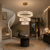 Lustre Suspension Anneaux Cristal Texturé et Métal Doré - Salon Salle à Manger — Arcus