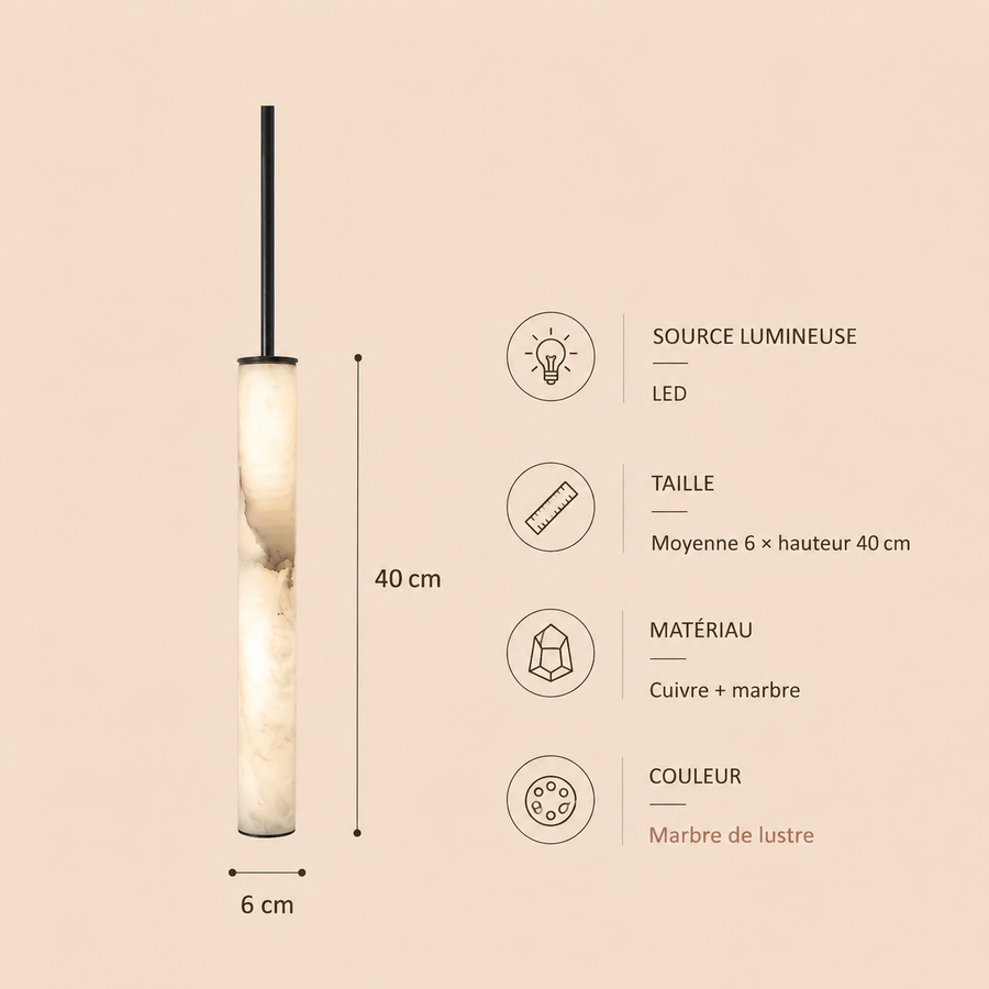 Suspension Cylindre Albâtre Blanc Minimaliste Design - Chambre Salon Cuisine — Colure