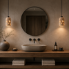 Suspension Cylindre Béton Sculpté Éclats Dorés - Chambre Salon Cuisine — Arundo