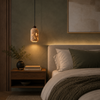 Suspension Cylindre Béton Sculpté Éclats Dorés - Chambre Salon Cuisine — Arundo