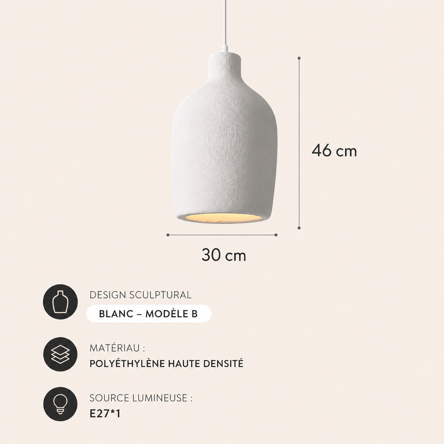 Suspension Cylindre Céramique Beige Minimaliste Design - Chambre Salon Cuisine — Colonne