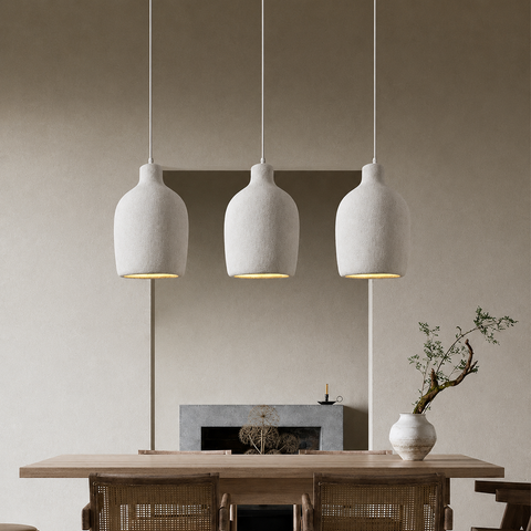 Suspension Cylindre Céramique Beige Minimaliste Design - Chambre Salon Cuisine — Colonne