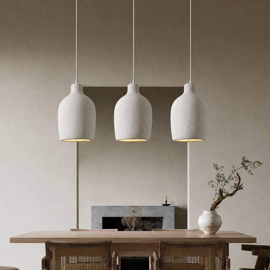 Suspension Cylindre Céramique Beige Minimaliste Design - Chambre Salon Cuisine — Colonne