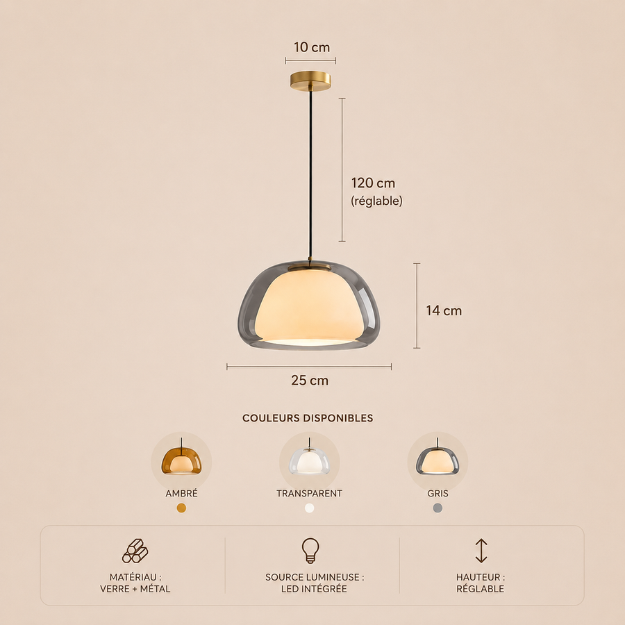 Suspension Niveaux Verre Opalin Blanc et Laiton - Chambre Salon Cuisine — Stratéo
