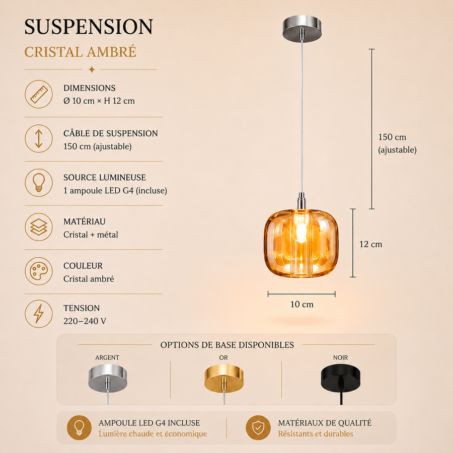 Suspension Globe Verre Fumé et Transparent Éclatant Boule - Cuisine Salon Salle à Manger — Cristina