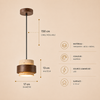 Suspension Cylindre Bois Foncé et Béton Brut - Chambre Salon Cuisine — Fuseau
